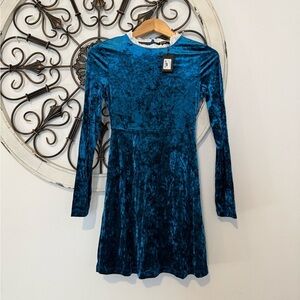 nwt Maje Blue Velvet Long Sleeve Party Holiday Dress Size 0